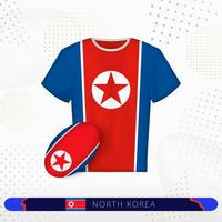 norr korea rugby jersey med rugby boll av norr korea på abstrakt sport bakgrund. vektor