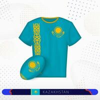 kazakhstan rugby jersey med rugby boll av kazakhstan på abstrakt sport bakgrund. vektor