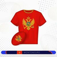 Montenegro Rugby Jersey mit Rugby Ball von Montenegro auf abstrakt Sport Hintergrund. vektor
