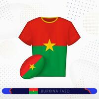 Burkina Faso Rugby Jersey mit Rugby Ball von Burkina Faso auf abstrakt Sport Hintergrund. vektor
