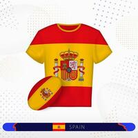 Spanien Rugby Jersey mit Rugby Ball von Spanien auf abstrakt Sport Hintergrund. vektor