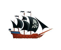 pirat fartyg med glad roger skalle och bones vektor