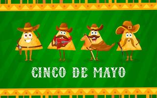 mexikansk cinco de mayo baner med nachos cowboy vektor