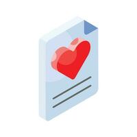hjärta symbol på sida skildrar platt begrepp ikon av kärlek brev, romantisk kommunikation vektor