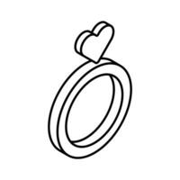 greifen diese isometrisch Symbol von Valentinstag Ring, Herz Ring Vektor Design