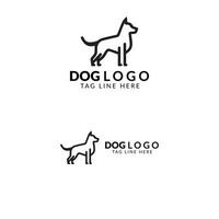 minimalistisk hund logotyp design med Platshållare Tagline i en svart och vit schema vektor