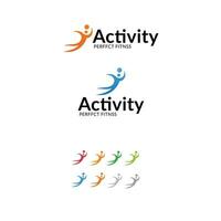 bunt Varianten von Aktivität perfekt Fitness Logo mit Laufen Mensch zahlen vektor