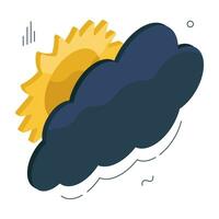 ein einzigartig Design Symbol von teilweise wolkig Tag vektor