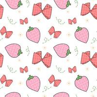 nahtlos Muster mit Erdbeeren und Schleife. Muster zum Textilien, Verpackung Papier, Tapeten, Hintergründe vektor