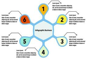 infographic mall steg guide för företag information presentation. vektor geometri och ikoner element. modern ljus färger arbetsflöde diagram. Rapportera planen 6 ämnen