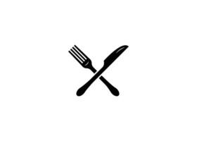 minimal gaffel och kniv vektor logotyp design mall
