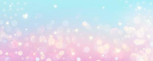 Rosa Hintergrund mit Herzen. süß Pastell- Einhorn Hintergrund mit Sterne und funkeln. verträumt Fantasie Gradient Galaxis. abstrakt Vektor Vorlage. mädchenhaft Design zum Valentinstag Tag Hintergrund.