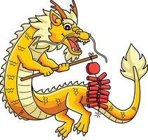 Jahr von das Drachen Feuerwerk Karikatur Clip Art vektor