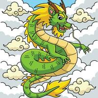 Jahr von das Drachen mit Wolken farbig Karikatur vektor