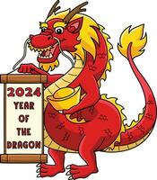 2024 Jahr von das Drachen Karikatur farbig Clip Art vektor