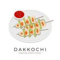 dakkochi dak-kkochi kyckling grillspett vektor illustration logotyp