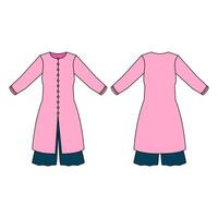 indisch kurti Design Frauen Kleid Rosa eben Kunst Zeichen Symbol Gliederung Design Vektor