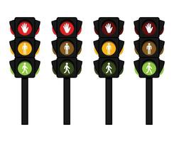 trafik lampor med Allt tre färger eller regler trafik lampor ikon uppsättning vektor