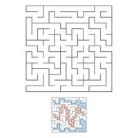 abstraktes quadratisches Labyrinth. Spiel für Kinder. Puzzle für Kinder. Labyrinth Rätsel. schwarze flache Vektorillustration lokalisiert auf weißem Hintergrund. mit Antwort. vektor