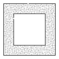 schwieriger quadratischer Labyrinthrahmen. Spiel für Kinder und Erwachsene. Puzzle für Kinder. ein Eingang, ein Ausgang. Labyrinth Rätsel. flache Vektorillustration. mit Platz für Ihr Bild. vektor