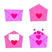 Rosa lila Mail Briefumschlag mit Liebe Symbol isoliert auf Weiß Hintergrund, Vektor Illustration