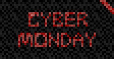 Cyber Monday banner. Dag för försäljning i onlinebutiker. Pixel Flat Illustration vektor