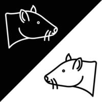 Ratte oder Maus Vektor Symbol, geradlinig Stil Symbol, von Tier Kopf Symbole Sammlung, isoliert auf schwarz und Weiß Hintergrund.