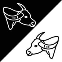 buffel vektor ikon, linjär stil ikon, från djur- huvud ikoner samling, isolerat på svart och vit bakgrund.
