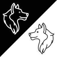 Wolf Vektor Symbol, geradlinig Stil Symbol, von Tier Kopf Symbole Sammlung, isoliert auf schwarz und Weiß Hintergrund.