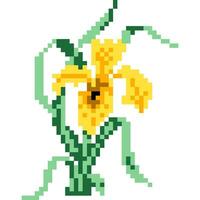 Blume Karikatur Symbol im Pixel Stil vektor