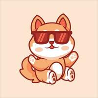 süß Shiba inu tragen Brille Karikatur Tier Illustration vektor