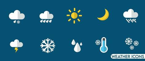 Wetter Symbol einstellen Vektor Illustration. Wetter Bedingungen Symbole