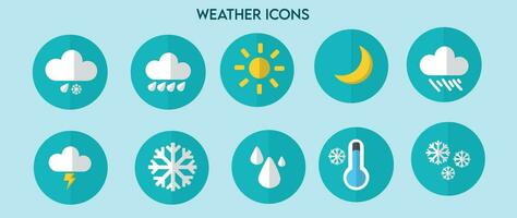Wetter Symbol einstellen Vektor Illustration. Wetter Bedingungen Symbole