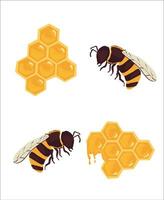 vaxkaka och honungsbi vektor illustration