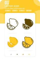 citrus eller citron premiun ikon med flera stil isolerad på vit bakgrund. vektor illustration tecken symbol ikon design för webbplatser, mobilappar, ui, ux, förpackningar, frukter och alla projekt