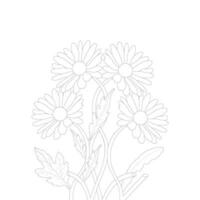 hand dragen daisy blomma linje konst illustration vektor