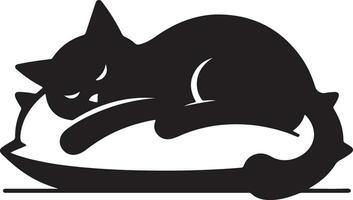 Katze Schlaf auf Kissen Vektor Kunst Illustration Silhouette 13