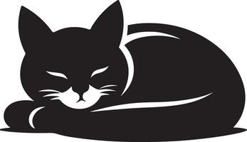 en minimal en katt sömn och tittar på dröm vektor konst illustration silhuett 17