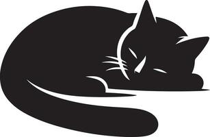 ein minimal ein Katze Schlaf und Aufpassen Traum Vektor Kunst Illustration Silhouette 15