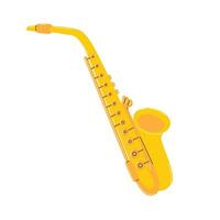 Gelb Saxophon. Wind Musical Instrument. einfach Hand gezeichnet Clip Art. eben Vektor Illustration isoliert auf ein Weiß Hintergrund.