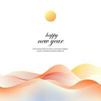 glücklich Neu Jahr Hintergrund mit Orange und Blau Wellen vektor