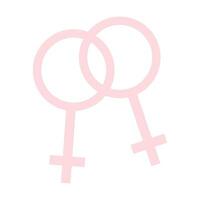 två kvinna symboler, homosexuell ikon, lesbisk kärlek. vektor illustration av mångfald relation, kön identitet, enkel platt logotyp.