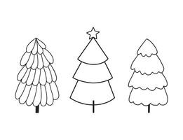jul träd svart och vit symboler. gran träd linje teckning, vektor ikon. Semester design element isolerat på vit. enkel form begrepp. för vinter- säsong kort, ny år fest posters och banderoller