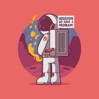 astronaut karaktär med en problem i Plats vektor illustration. rolig, utforskning design begrepp.