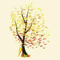 Illustration von Herbst Baum mit farbig Blätter und bmbrella. es können Sein benutzt zum Postkarten, Poster, Zeitschriften, Kinder- Bücher. vektor