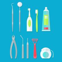 Dental verktyg set. Vektor platt illustration
