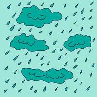 Hand gezeichnet Vektor Illustration von Regen und Wolken