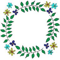 Vektor Rahmen im das bilden von Blumen und Blätter vereinbart worden im ein Kreis auf ein Weiß Hintergrund