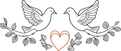 par duva av kärlek, vektor av duva linje konst illustration , hjärtans dag begrepp, romantisk symbol, kärlek tema, dekorativ, romantisk fåglar, hjärtans dekoration, par fåglar