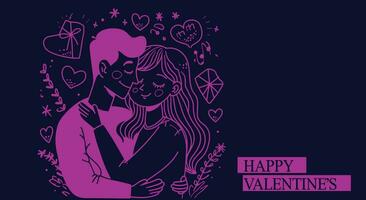 romantisch Paar Linie Kunst Vektor, Valentinstag Konzept, Liebe Illustration, romantisch Partner, Beziehung Kunst, Valentinstag Tag Grafik, romantisch Silhouette, Paar im Liebe, Dating Konzept vektor